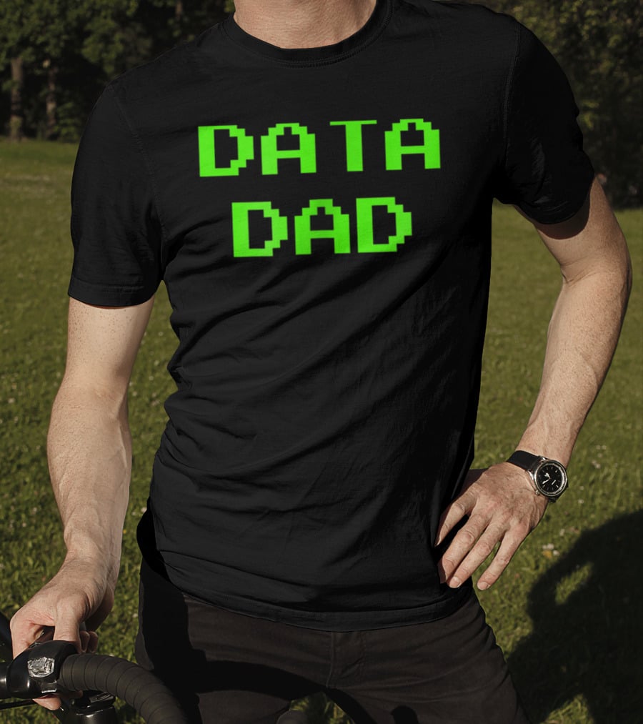 Data Dad Birthday Green Letter 8Bit T-Shirt