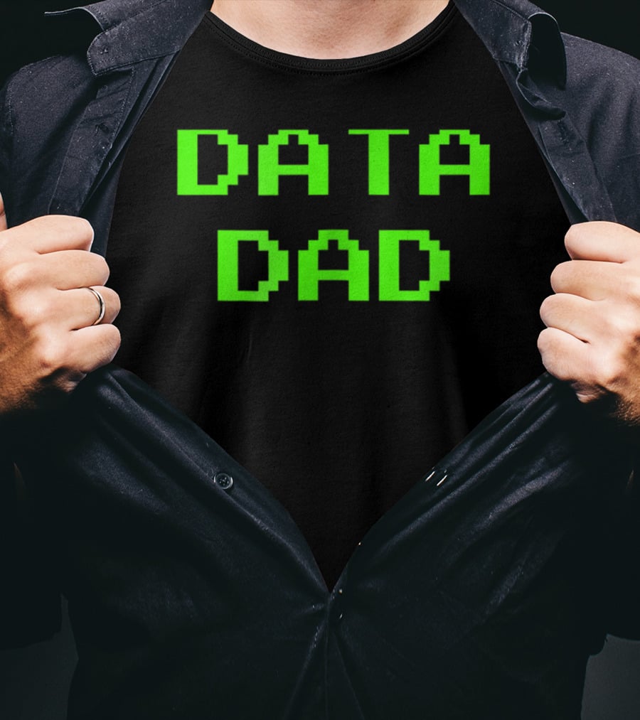 Data Dad Birthday Green Letter 8Bit T-Shirt
