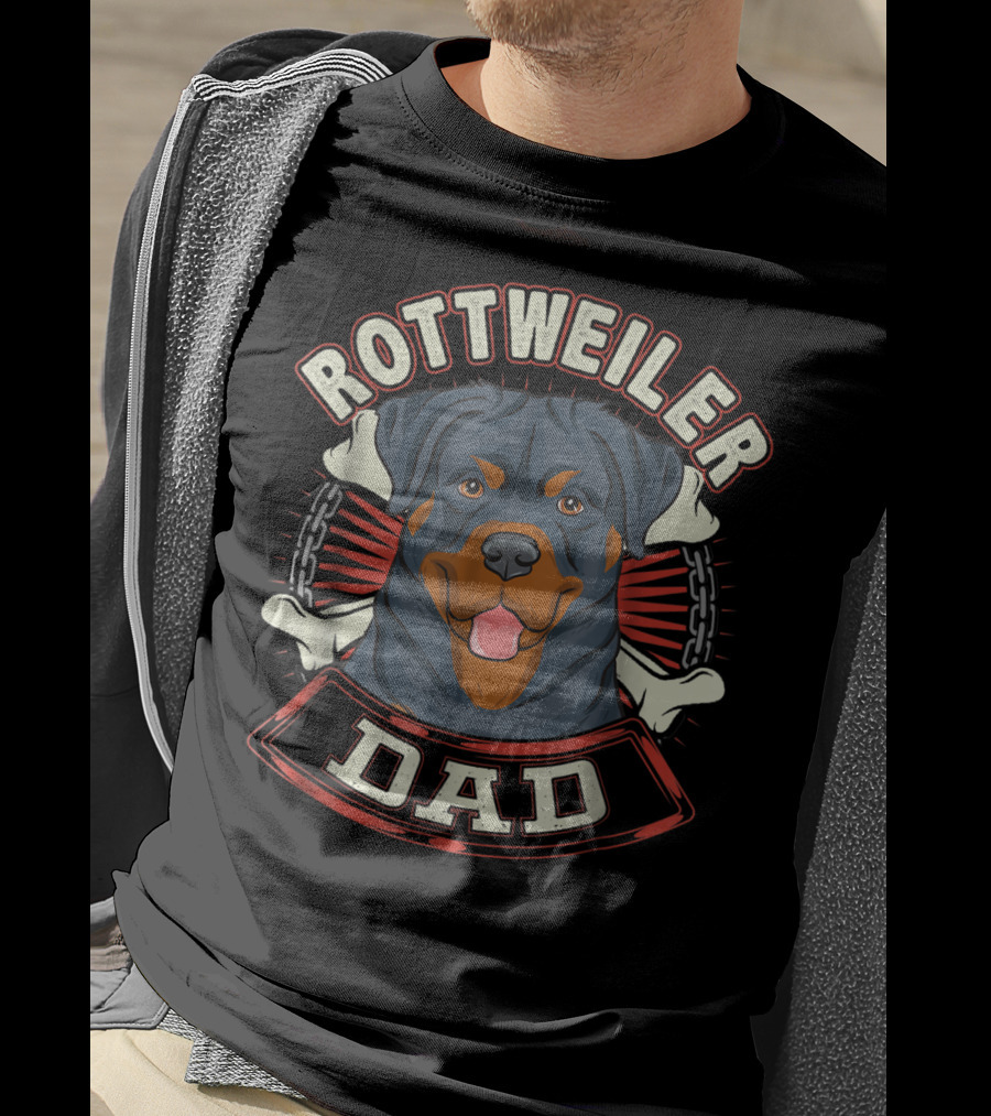 ROTTWEILER Dad Dogs Chains Bones T-Shirt
