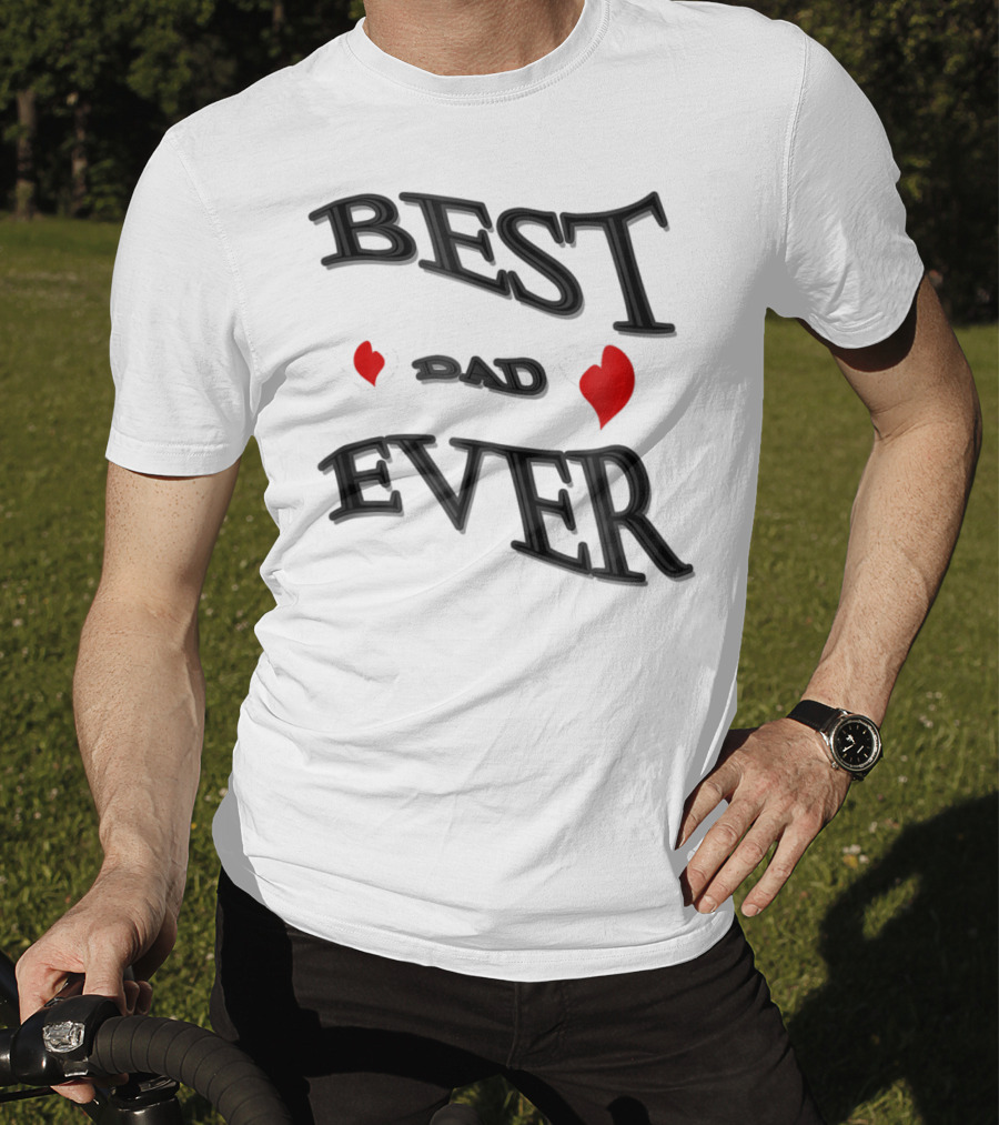 BEST DAD EVER Heart Design Bonus Sticker28 T-Shirt