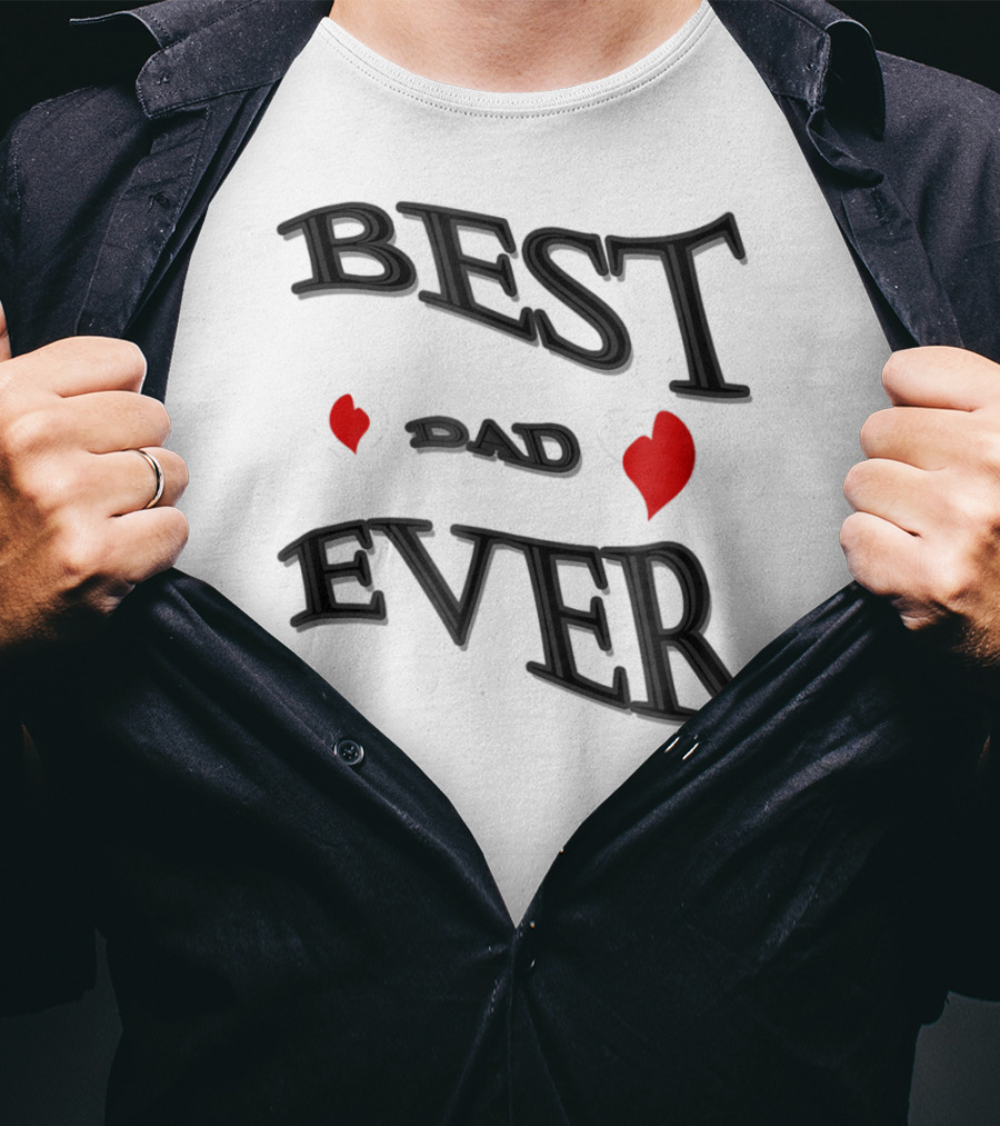 BEST DAD EVER Heart Design Bonus Sticker28 T-Shirt