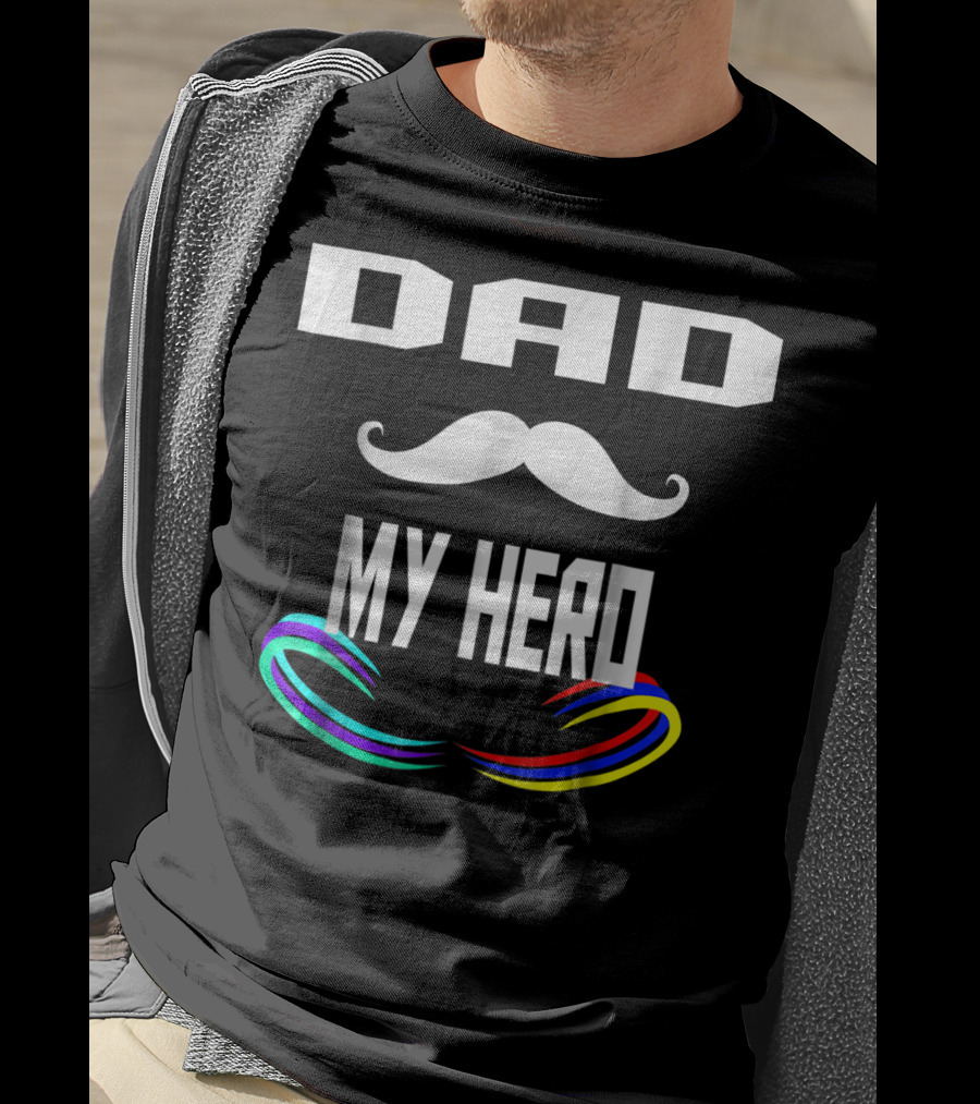 DAD My Hero Mustache Rainbow Birthday 30 T-Shirt