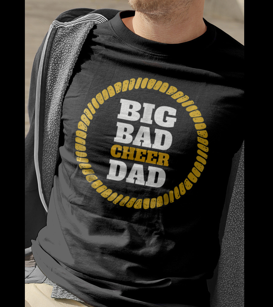 Big Bad Cheer Dad Funny Cheer Apparel Bold Yellow Circle T-Shirt