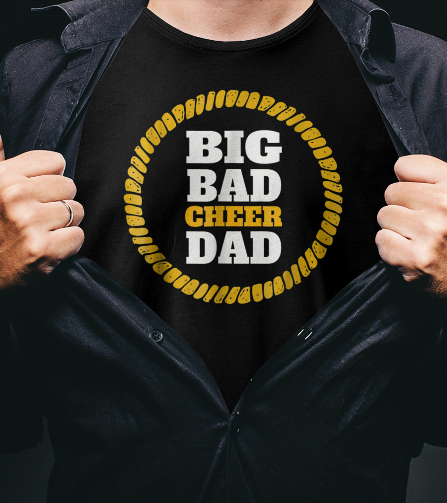 Big Bad Cheer Dad Funny Cheer Apparel Bold Yellow Circle T-Shirt