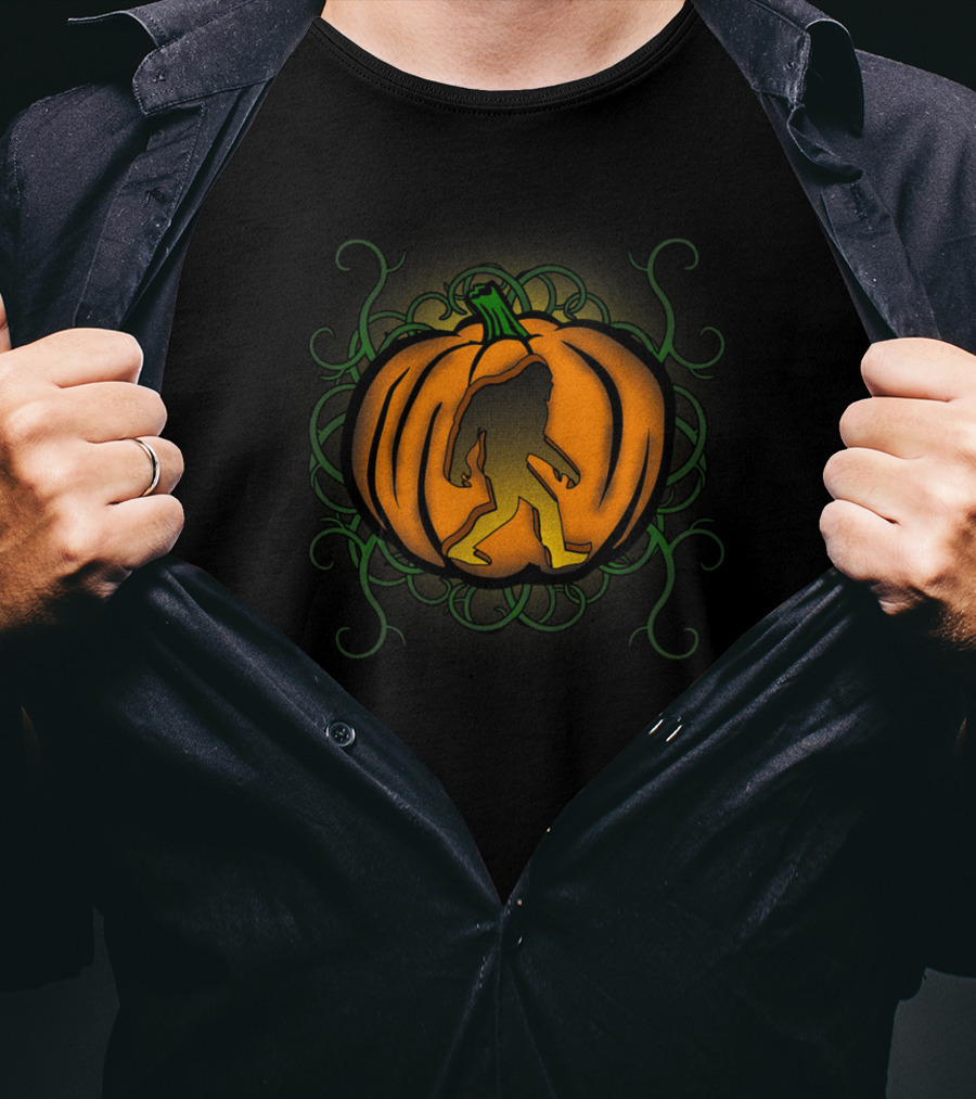 Bigfoot Sasquatch Pumpkin Carved Halloween Kids Dad29 T-Shirt