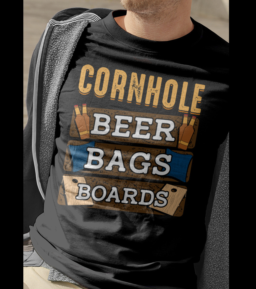 Cornhole Beer Bags Boards Game Dad87 T-Shirt
