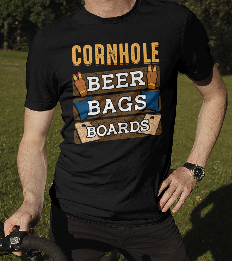 Cornhole Beer Bags Boards Game Dad87 T-Shirt