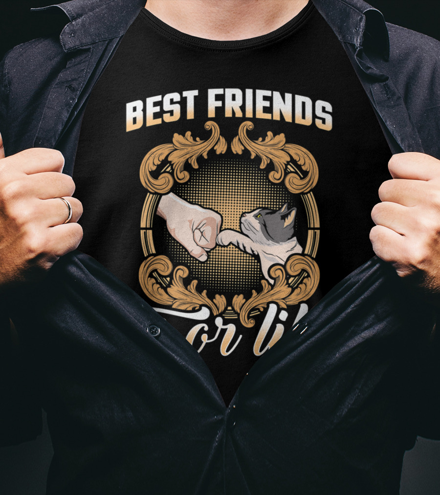 Crazy Cat Lady Best Friends For Life Fist Bump T-Shirt