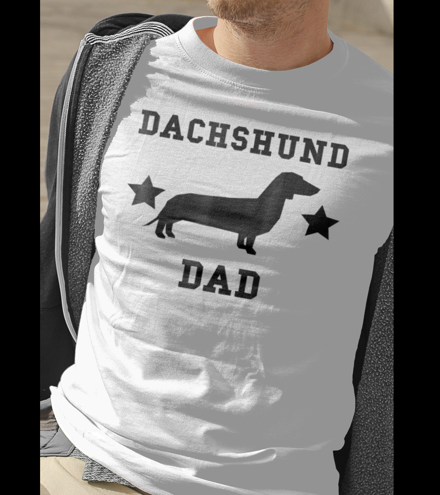 Dachshund Dad Womens Speckled Silhouette Stars T-Shirt