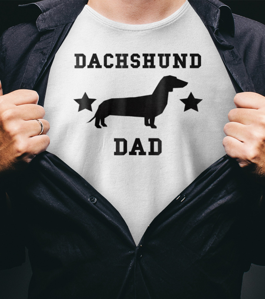 Dachshund Dad Womens Speckled Silhouette Stars T-Shirt