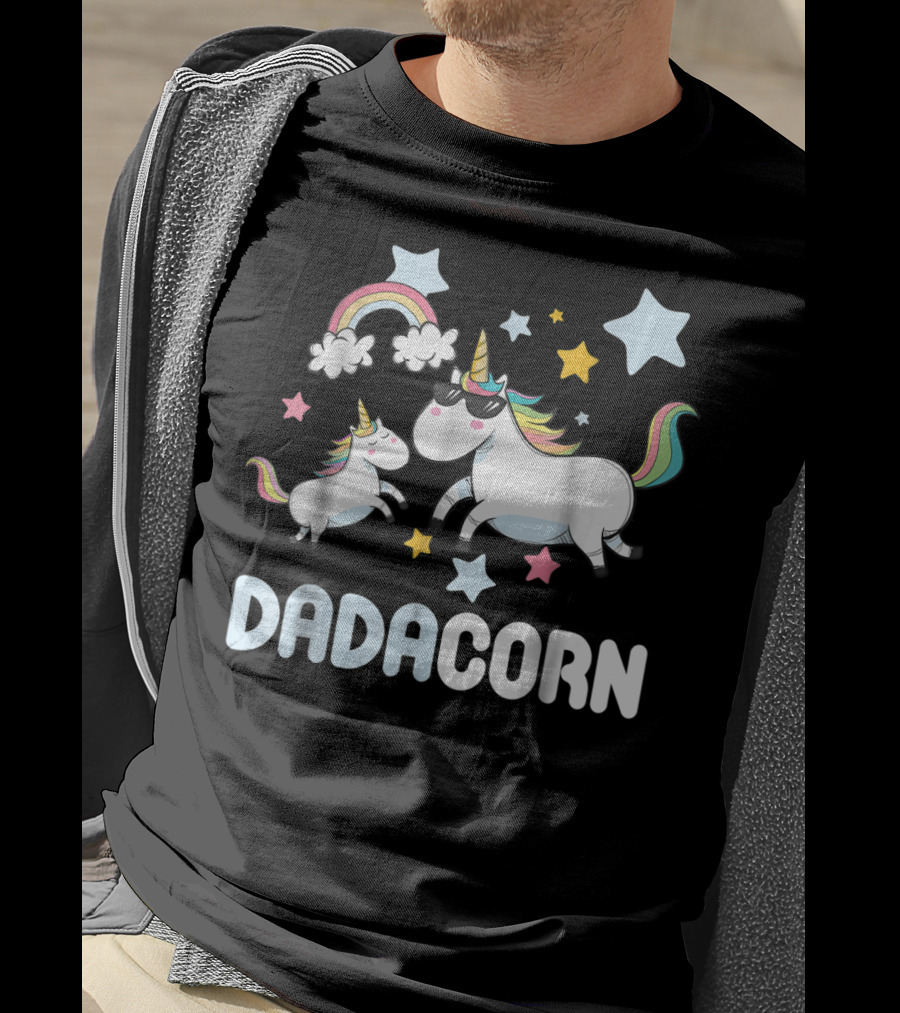 Dadacorn Unicorn With Stars And Rainbow T-Shirt