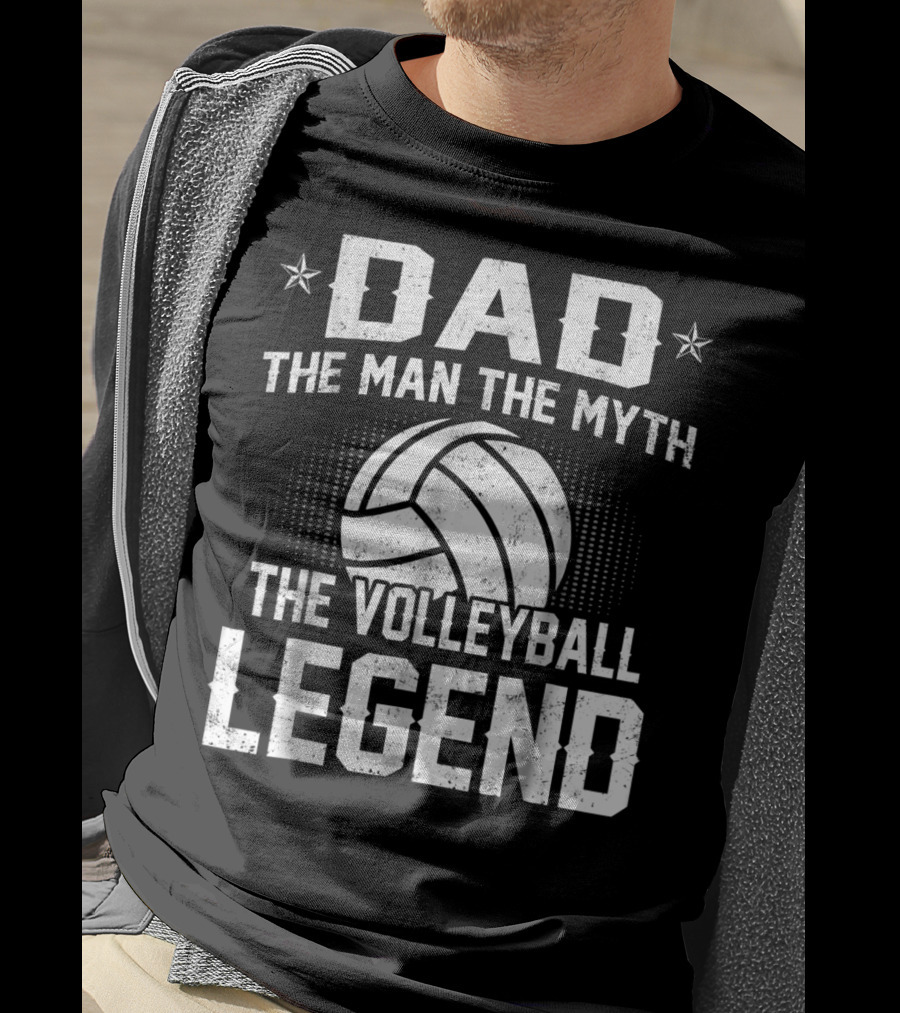 Dad The Man The Myth The Volleyball Legend Star Emblem T-Shirt