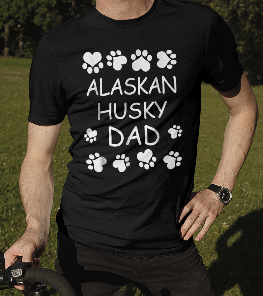 Alaskan Husky Dad Paws And Hearts T-Shirt