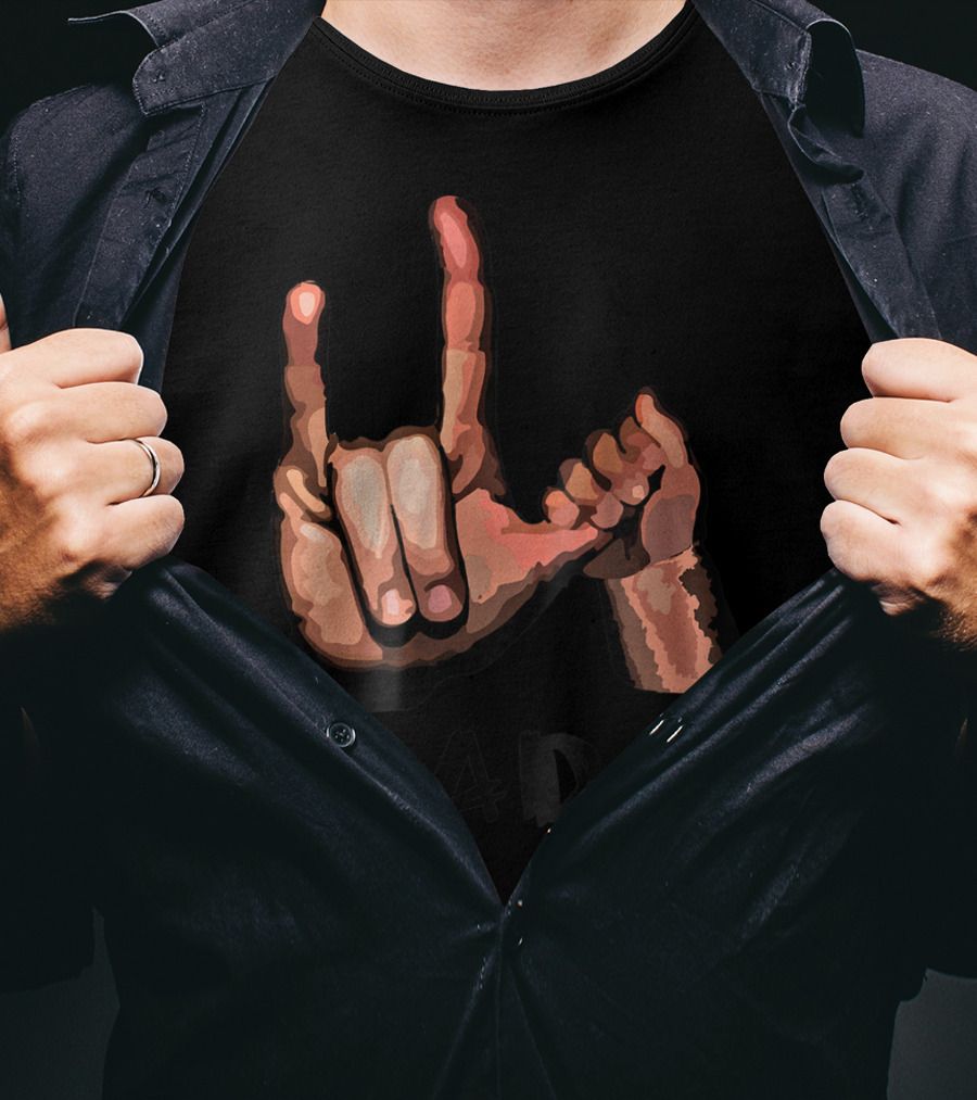 ASL Dad Deaf Hand Sign Language Gesture T-Shirt