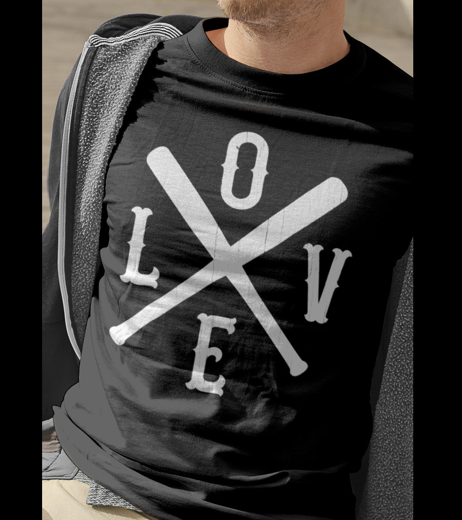 Love Baseball Softball Bat Vintage Crossed T-Shirt