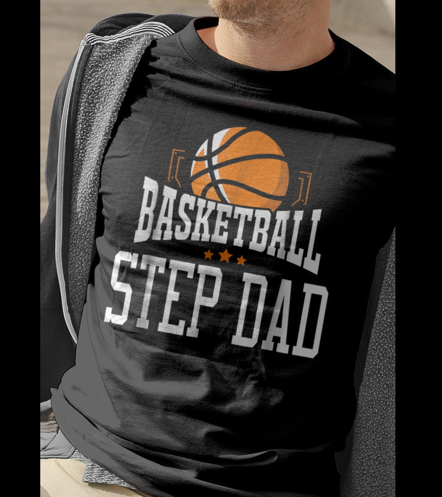 Basketball Step Dad Hoop Sport Basketball Graphic With Stars T-Shirt