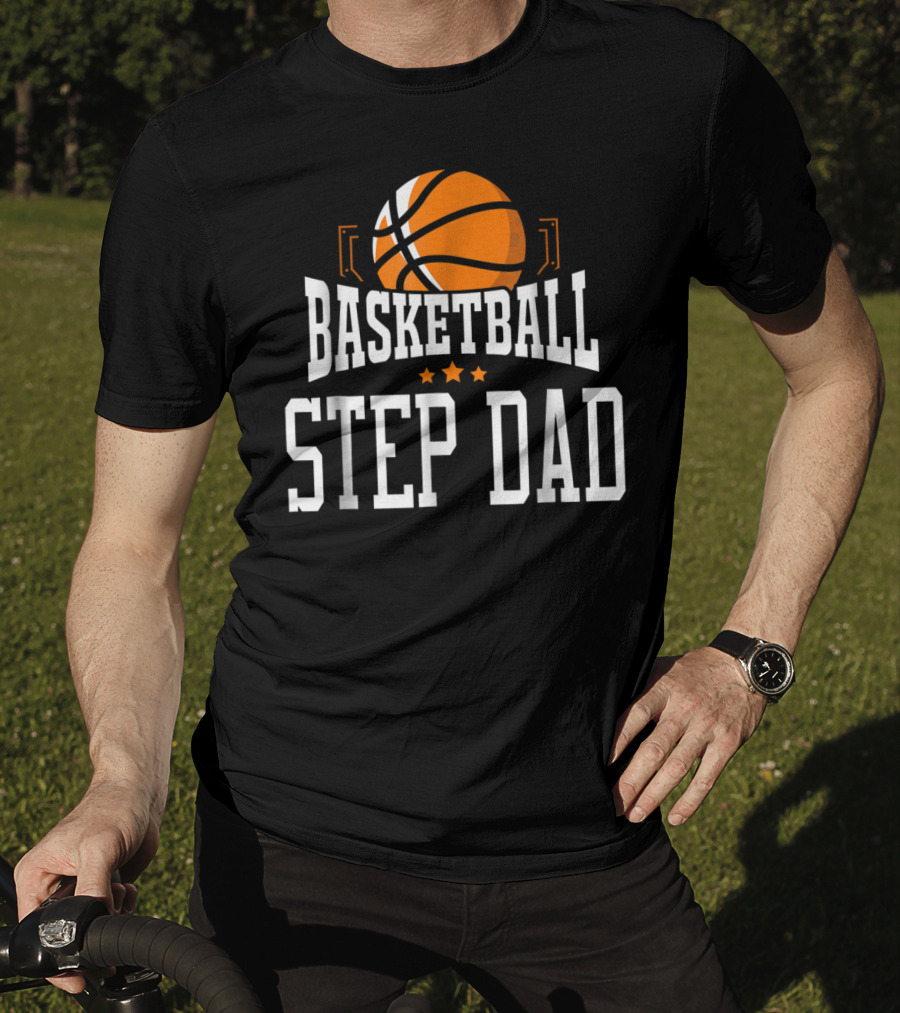 Basketball Step Dad Hoop Sport Basketball Graphic With Stars T-Shirt