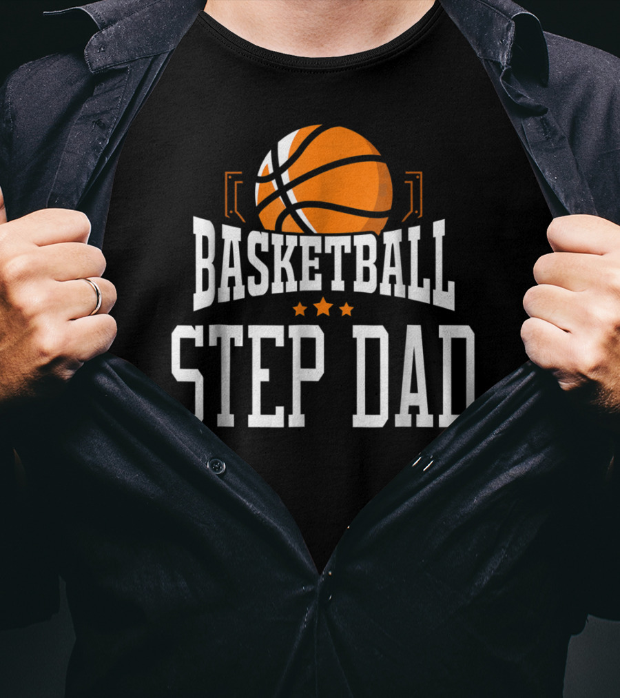 Basketball Step Dad Hoop Sport Basketball Graphic With Stars T-Shirt