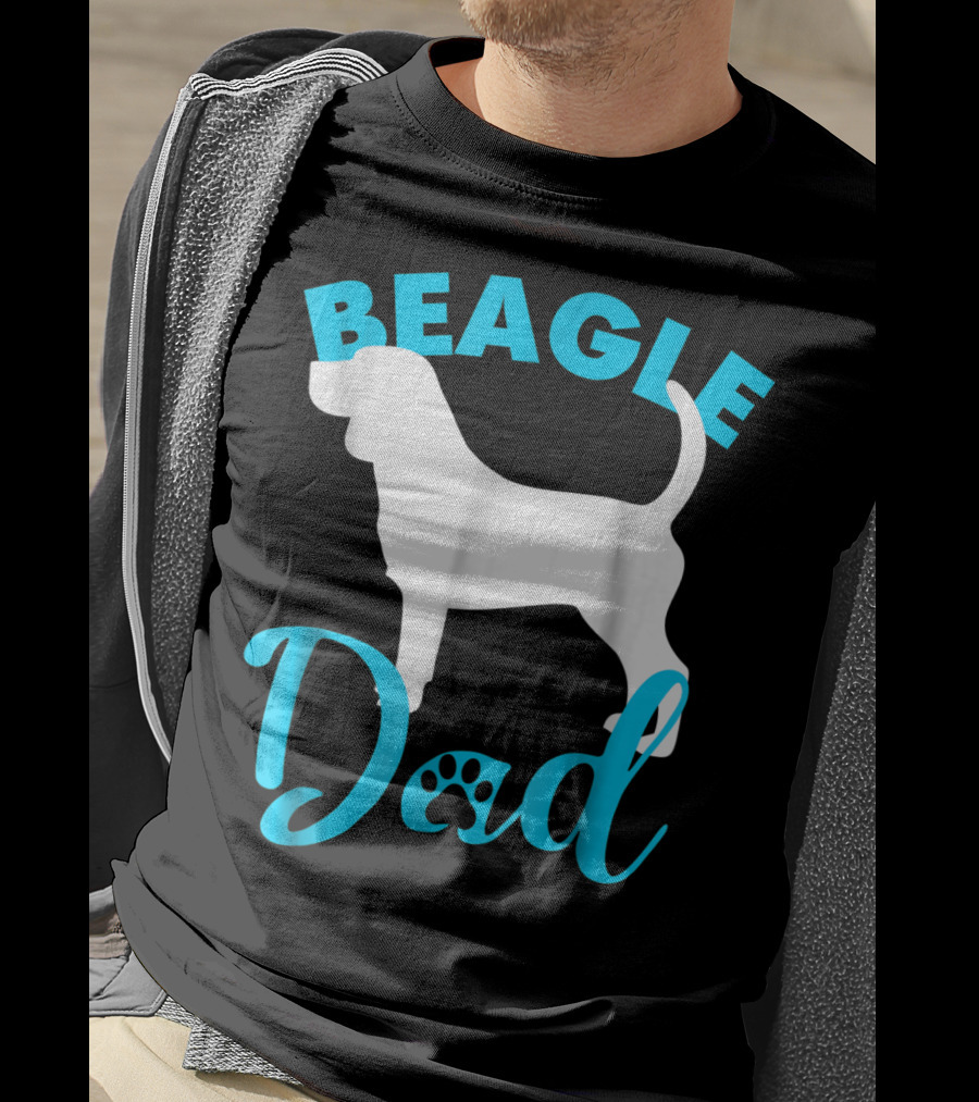 BEAGLE DAD Dog Silhouette Paw Prints T-Shirt