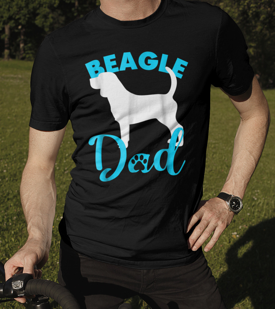 BEAGLE DAD Dog Silhouette Paw Prints T-Shirt