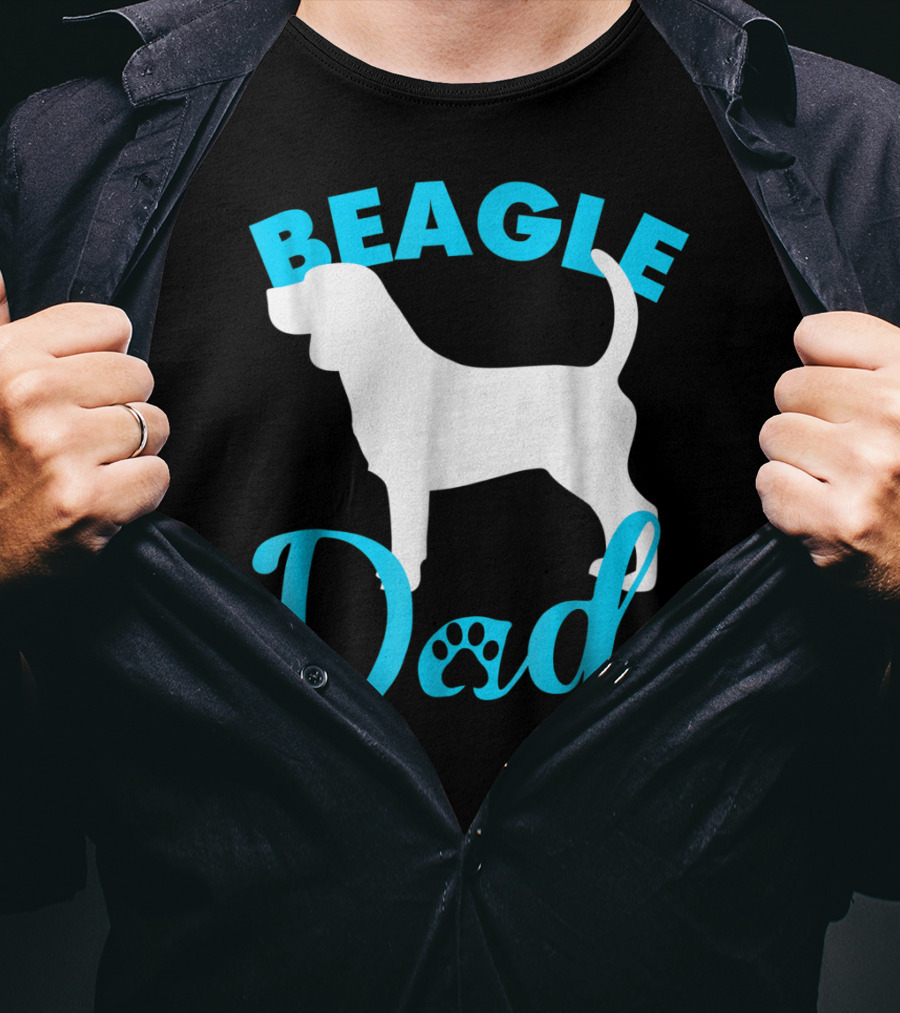 BEAGLE DAD Dog Silhouette Paw Prints T-Shirt