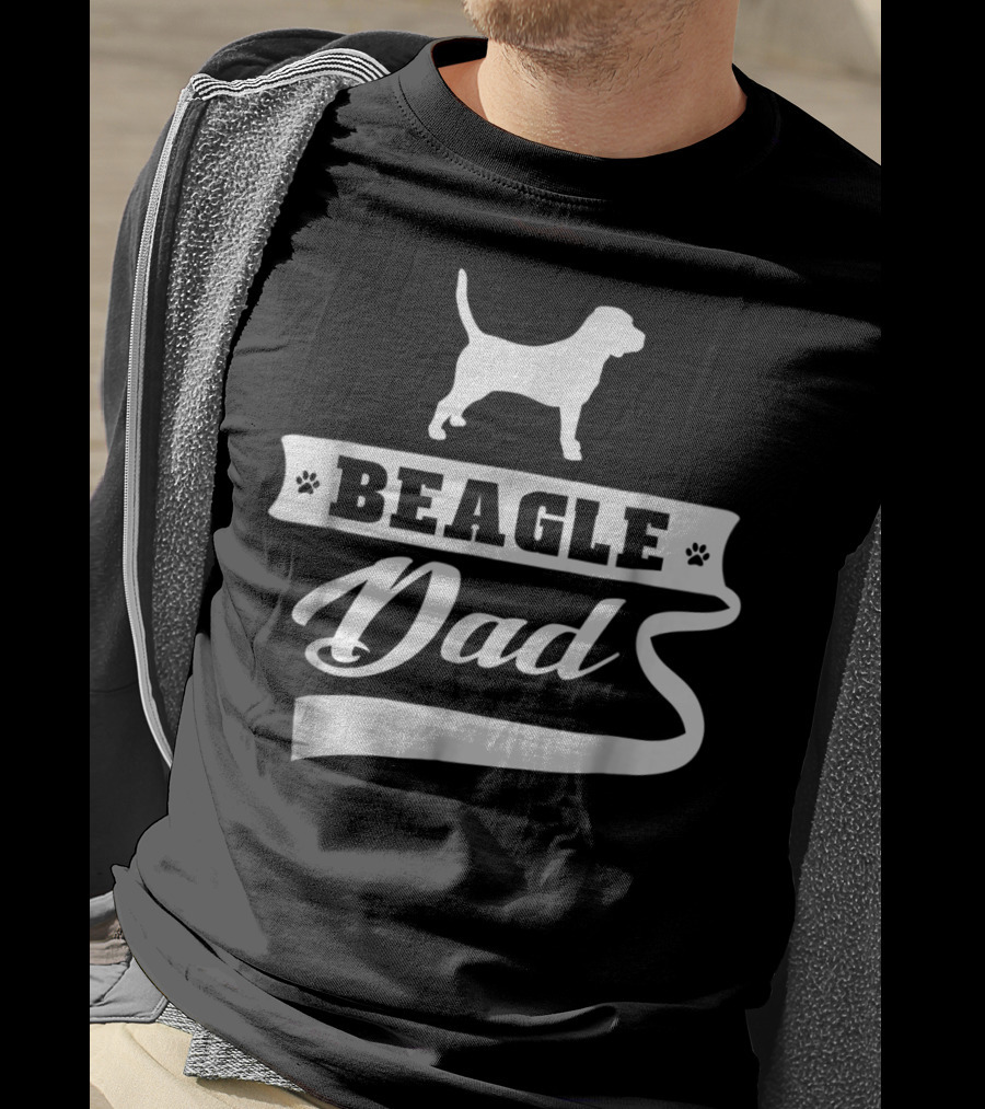 Beagle Dad Dog Mens Animal Dogs Paw Prints T-Shirt