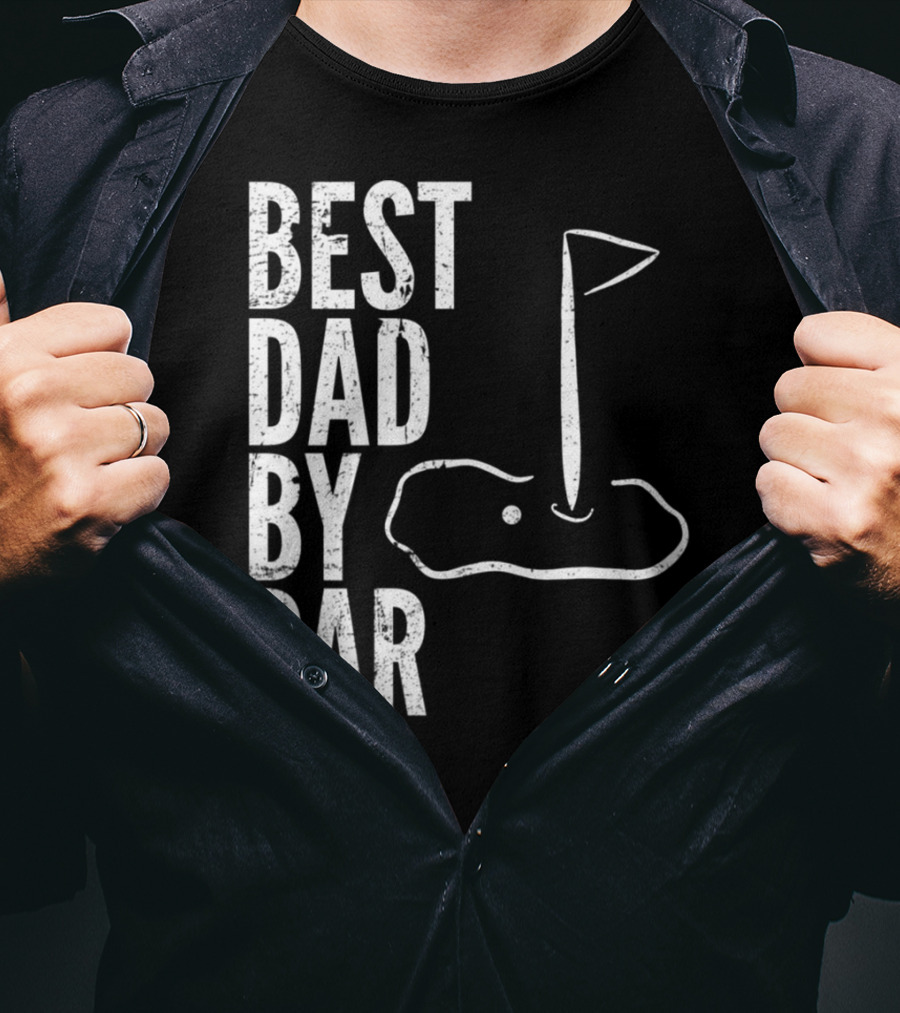 Best Dad By Par Golfing Dads Golf Course Flag Green T-Shirt