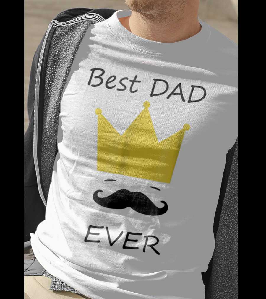 Best Dad Ever Yellow Crown Mustache T-Shirt