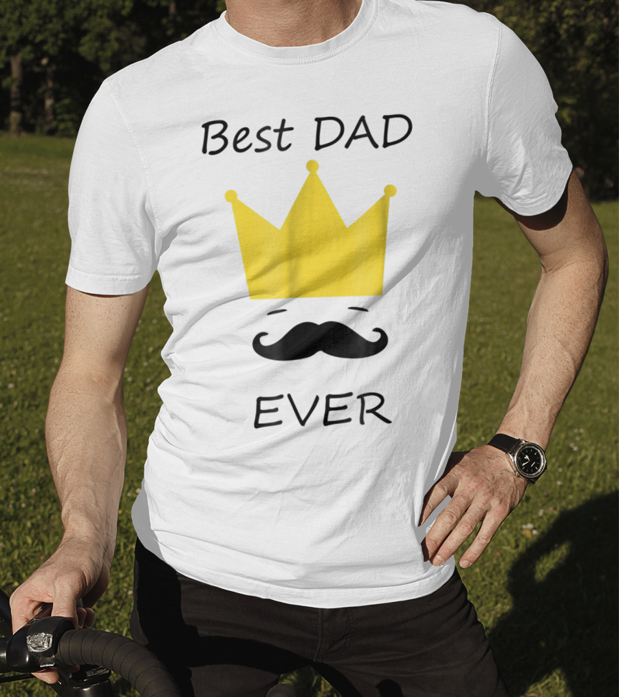 Best Dad Ever Yellow Crown Mustache T-Shirt