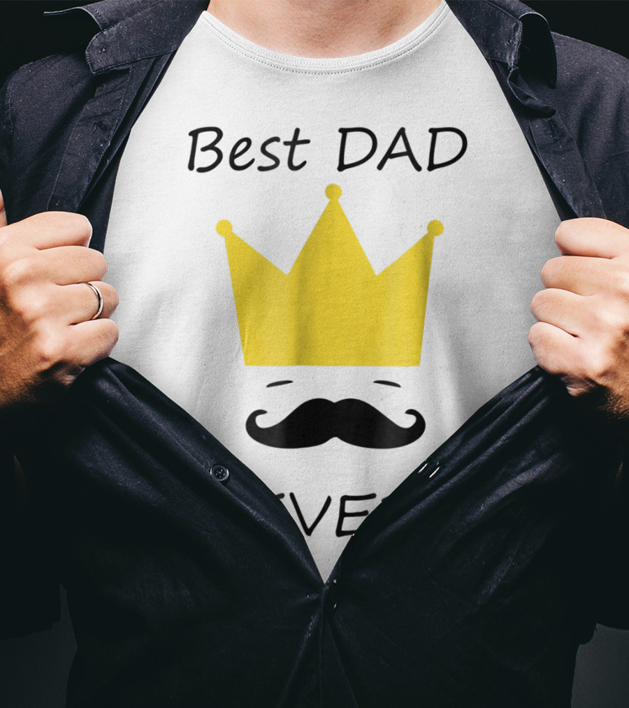 Best Dad Ever Yellow Crown Mustache T-Shirt