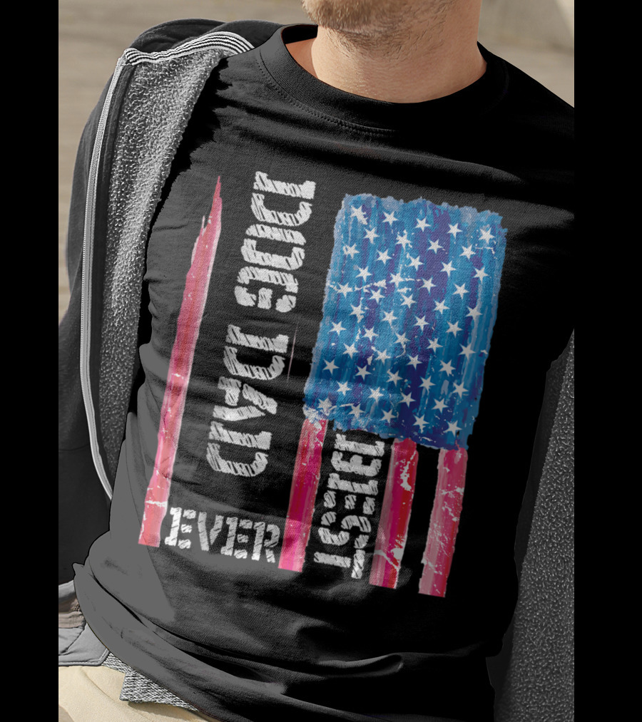 Best Dog Dad Ever Distressed USA Flag T-Shirt