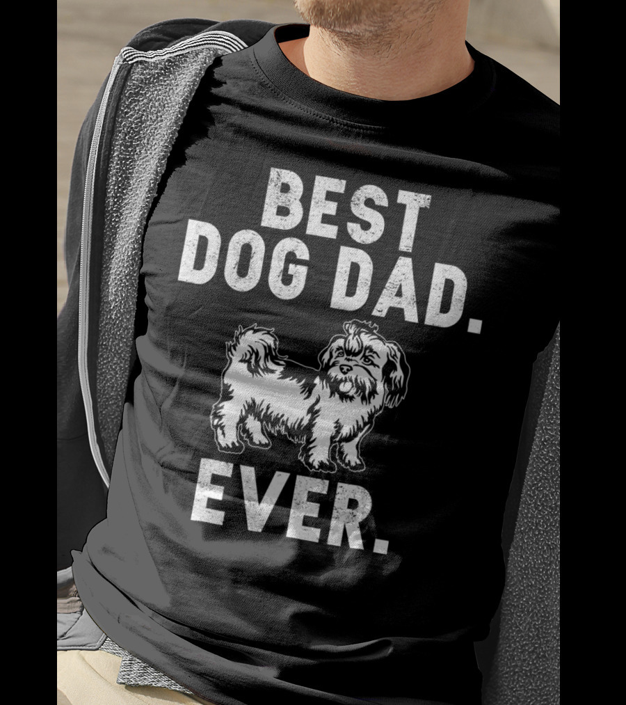 Best Dog Dad Ever Funny Shih Tzus Pups T-Shirt