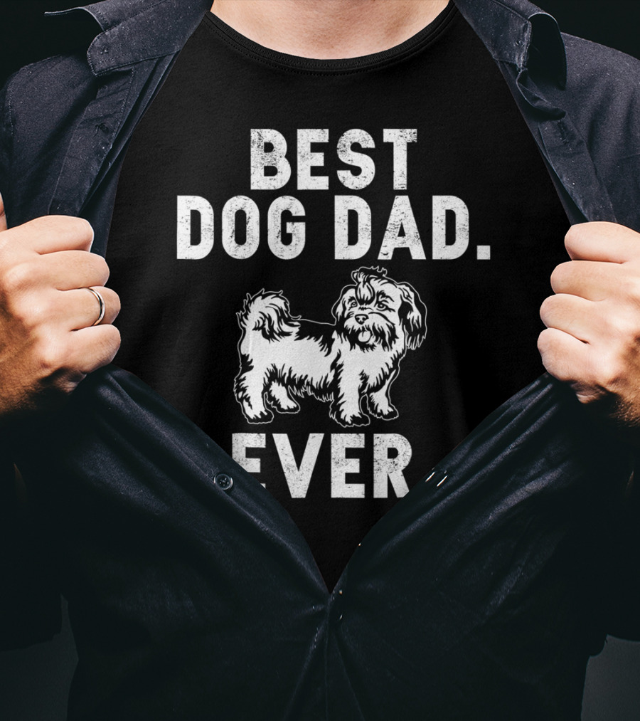 Best Dog Dad Ever Funny Shih Tzus Pups T-Shirt