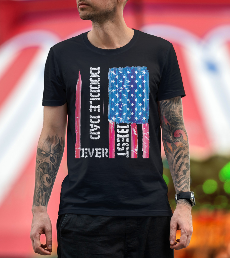 Best Doodle Dad Ever American Flag Distressed Patriotic T-Shirt