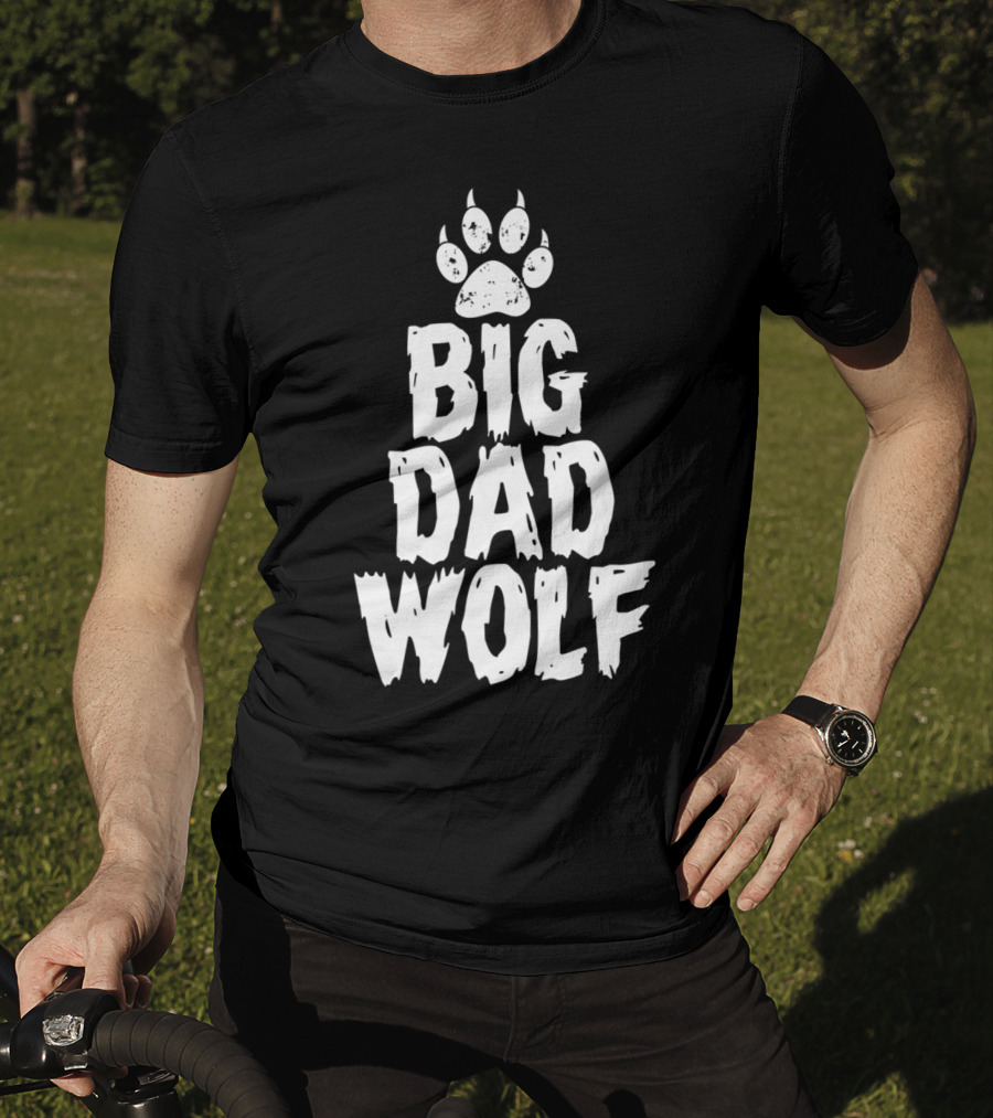 Big Dad Wolf Paw Distressed White Novelty T-Shirt