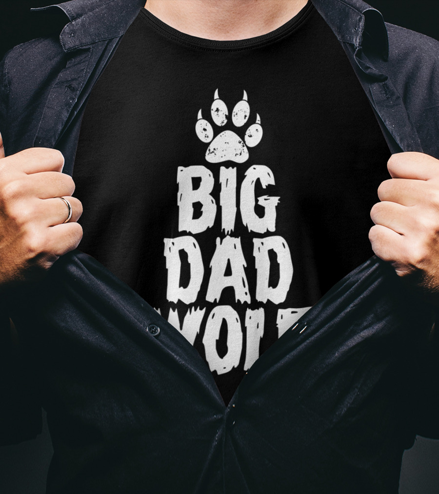 Big Dad Wolf Paw Distressed White Novelty T-Shirt