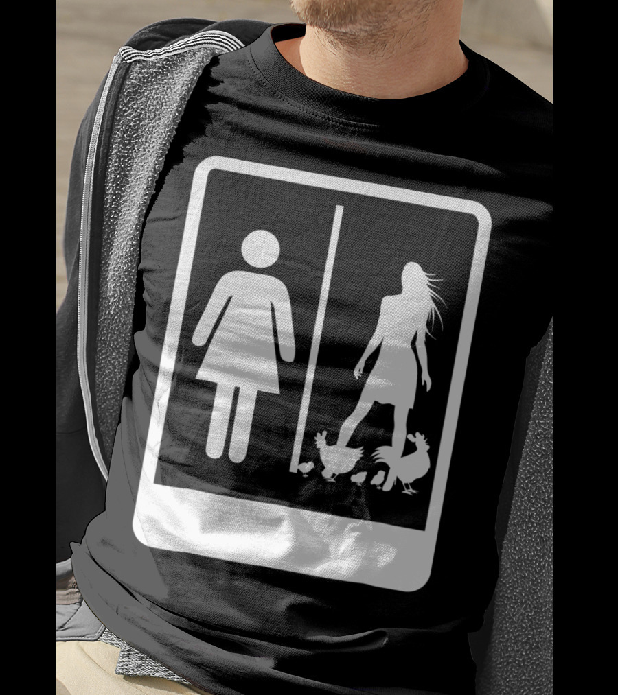 Chicken Dad Funny Rooster My Wife Farmers43 Silhouette Duo With Chickens T-Shirt