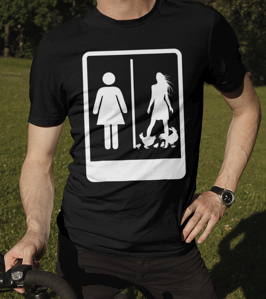 Chicken Dad Funny Rooster My Wife Farmers43 Silhouette Duo With Chickens T-Shirt