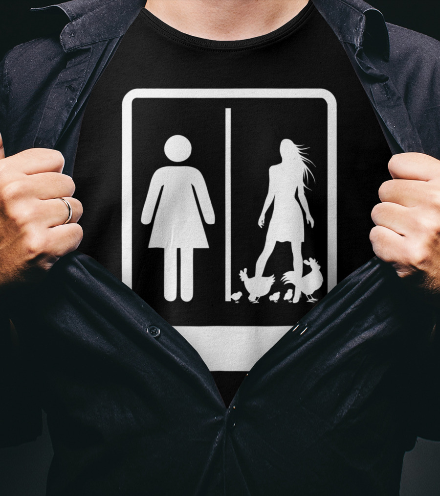 Chicken Dad Funny Rooster My Wife Farmers43 Silhouette Duo With Chickens T-Shirt