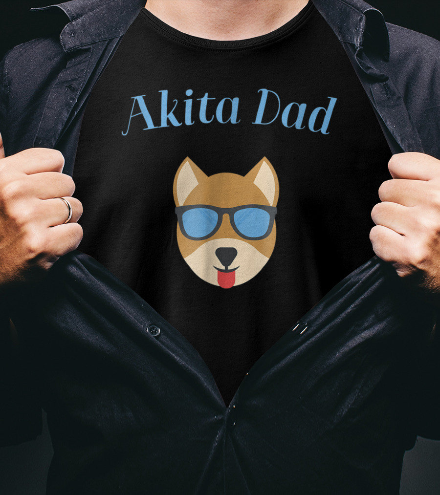 Akita Dad Sunglasses Dog Bark For Puppy Love And Fur Babies56 T-Shirt