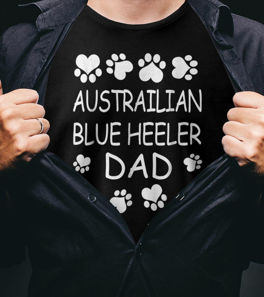 Australian Blue Heeler Dad Paw Prints T-Shirt