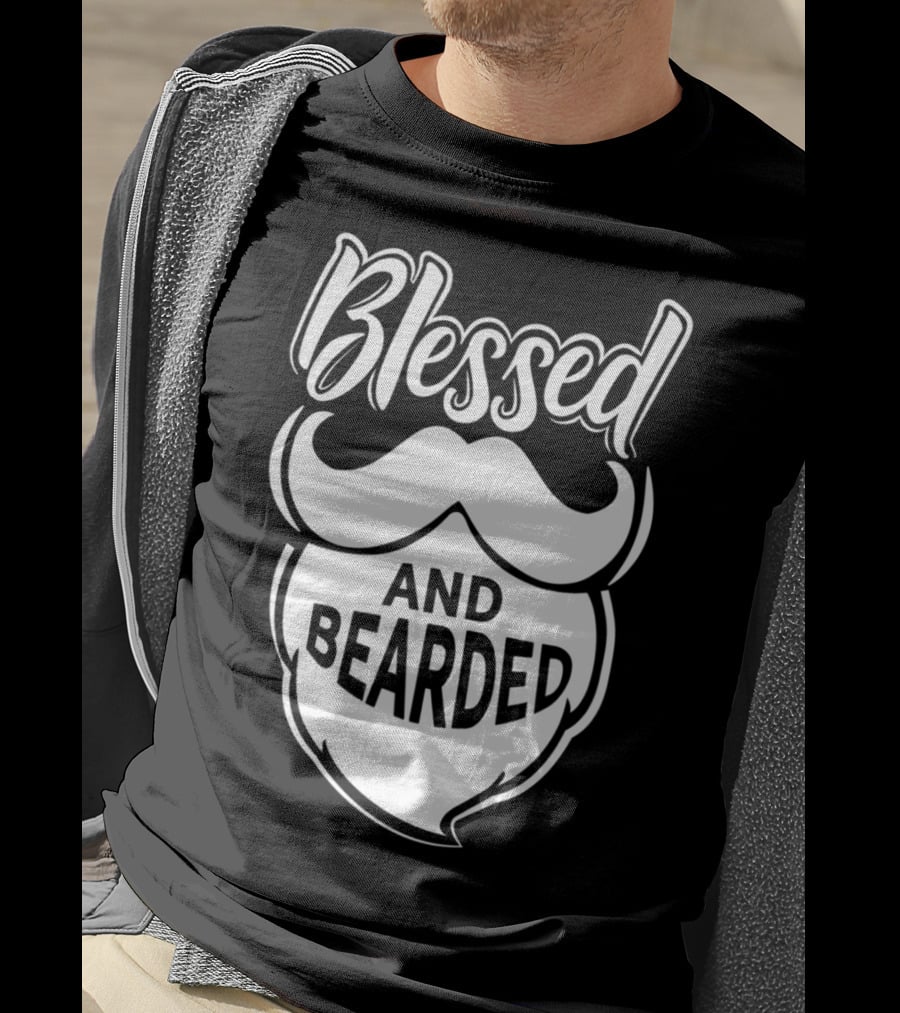 Blessed And Bearded Funny Dad Beard Men T-Shirt
