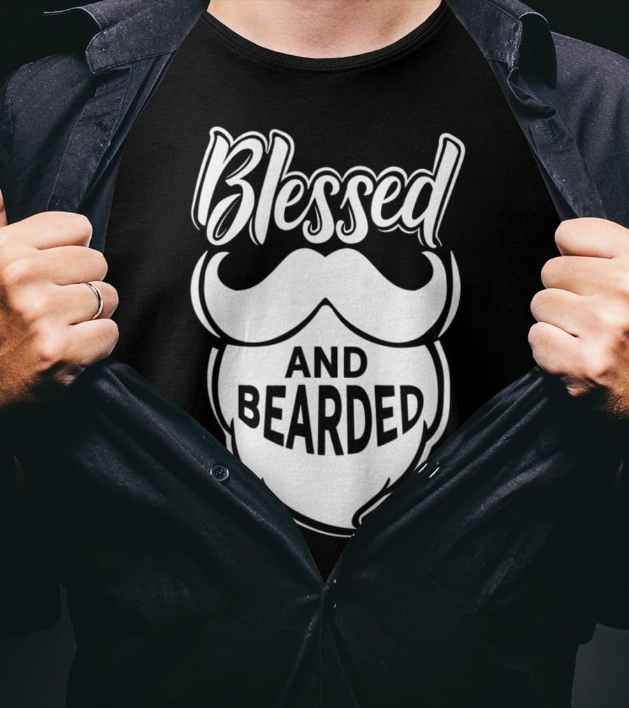 Blessed And Bearded Funny Dad Beard Men T-Shirt