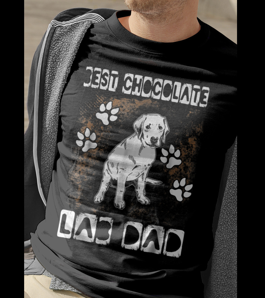 Best Chocolate Lab Dad Paw Print Labrador T-Shirt