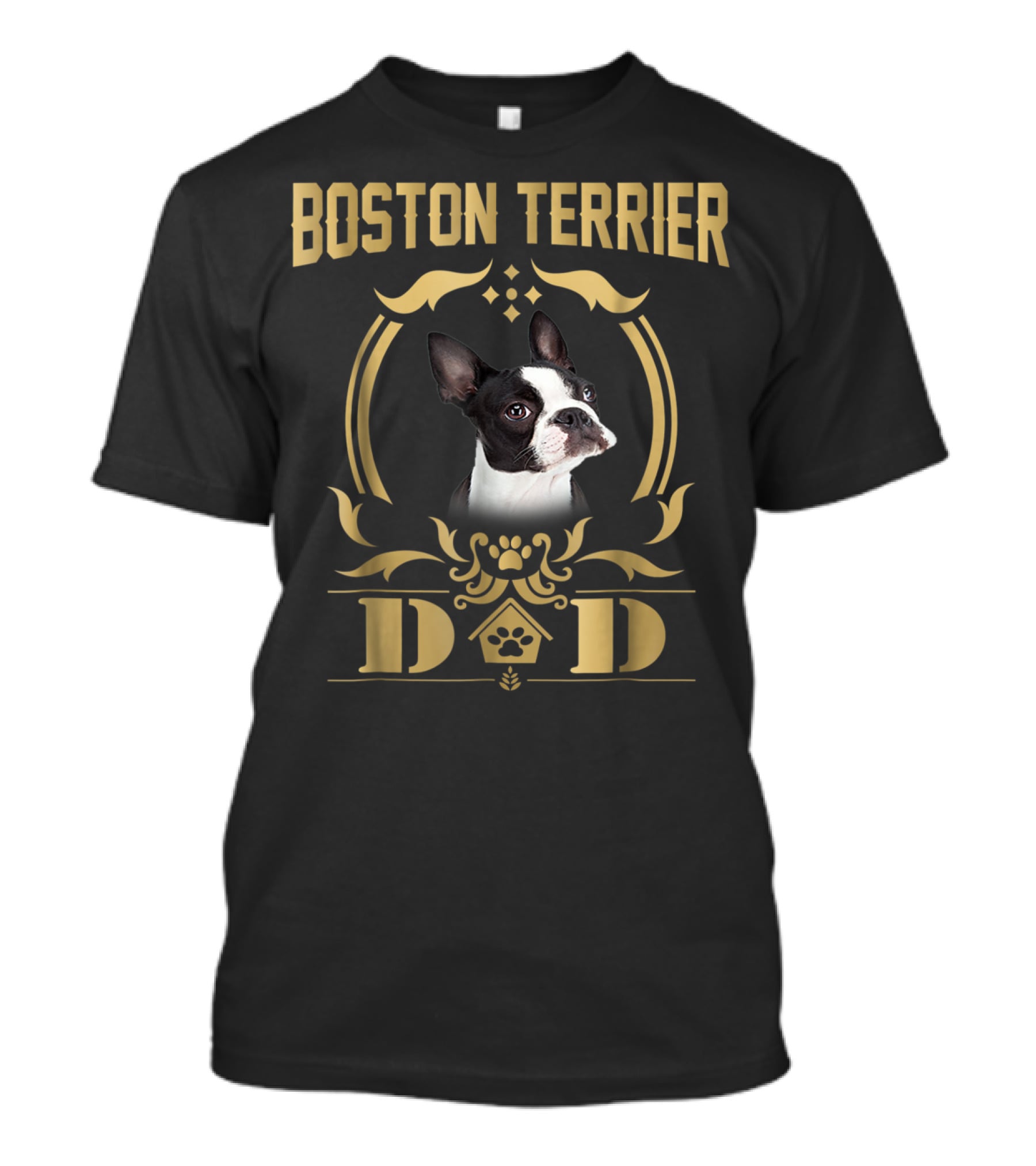 Boston Terrier Dad Pet Lover Gold T-Shirt