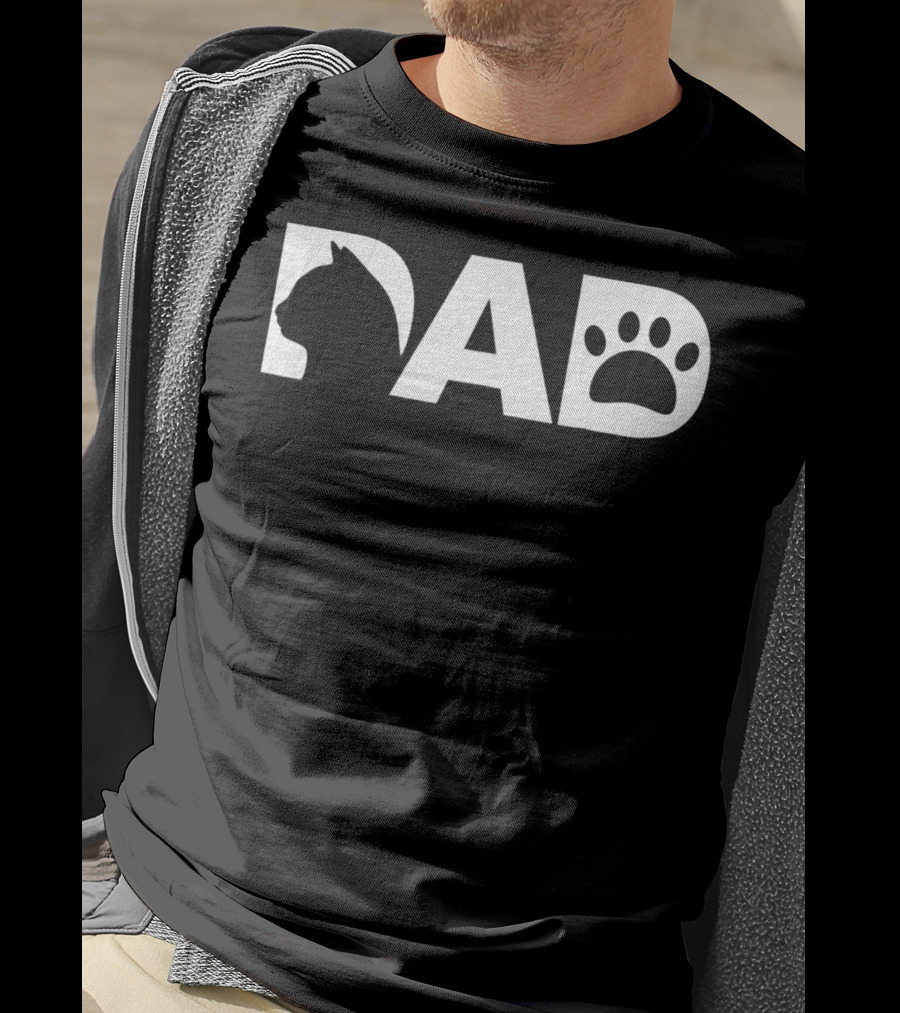 Cat Dad Silhouette Paw Funny Dy23 T-Shirt