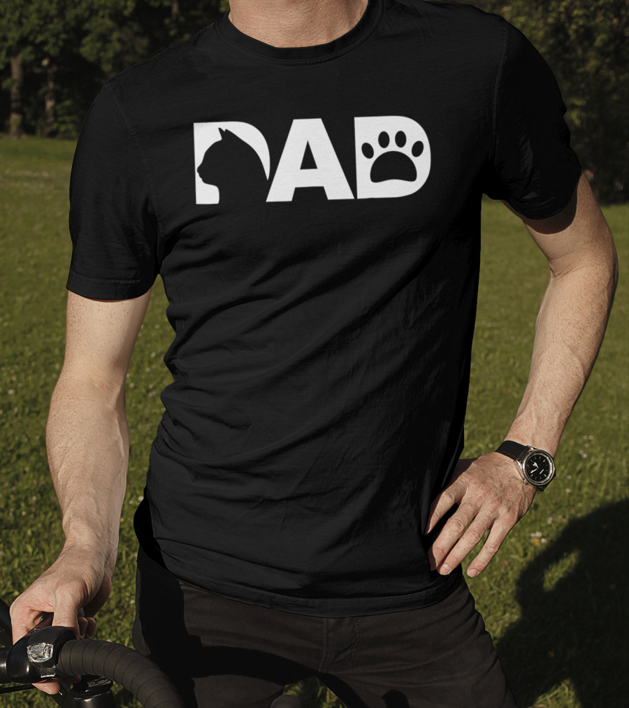 Cat Dad Silhouette Paw Funny Dy23 T-Shirt