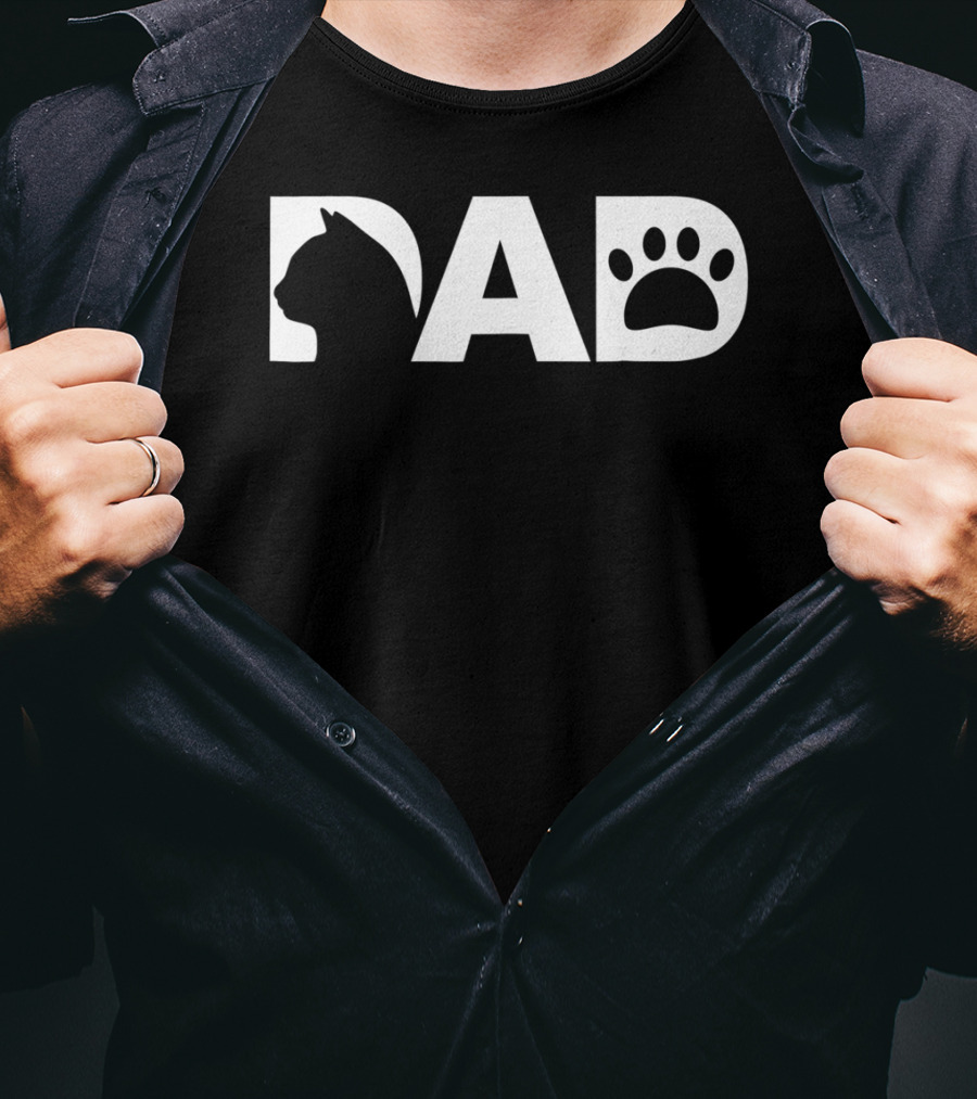 Cat Dad Silhouette Paw Funny Dy23 T-Shirt