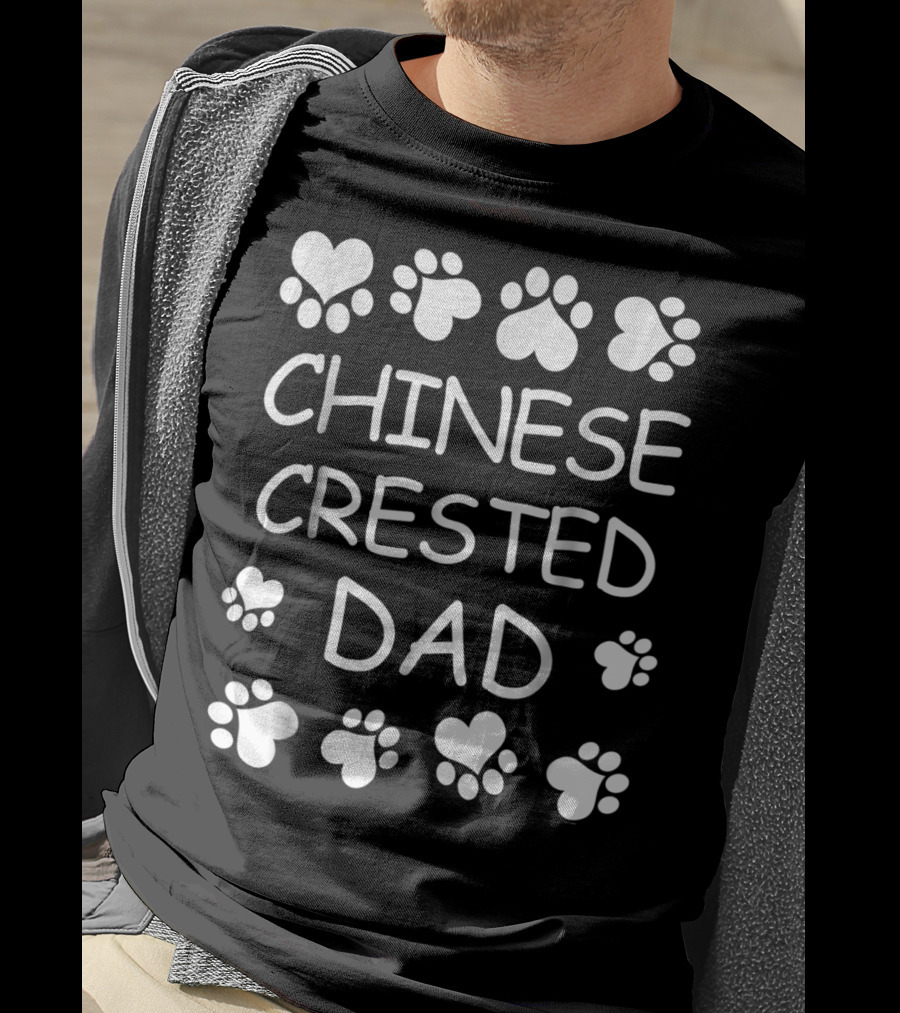 Chinese Crested Dad Lover For Christmas Birthday Heart And Paw T-Shirt