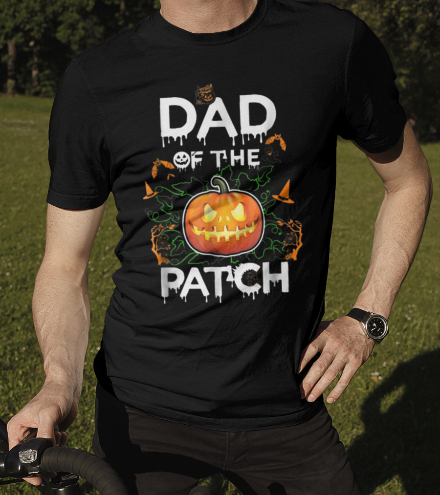 Dad Of The Patch Halloween Pumpkin Bats Jack-o'-Lantern T-Shirt